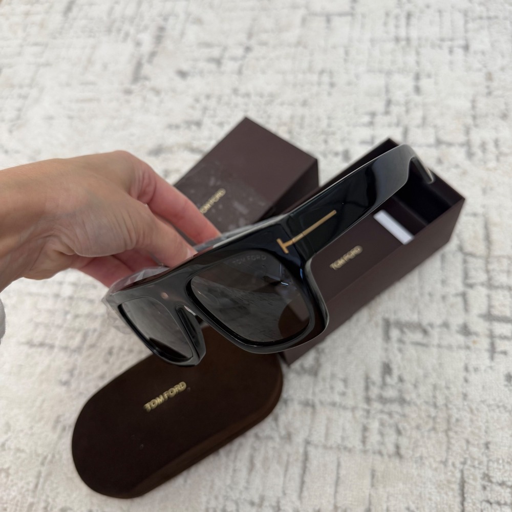 Tom Ford Fausto TF711 01A Black Square Sunglasses Mens Womens Made in Italy - Picture 4 of 11
